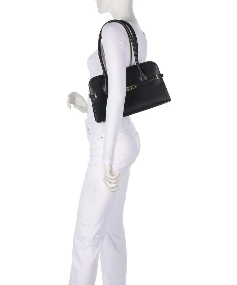Goccia M Schultertasche fein genarbtes Kalbsleder schwarz