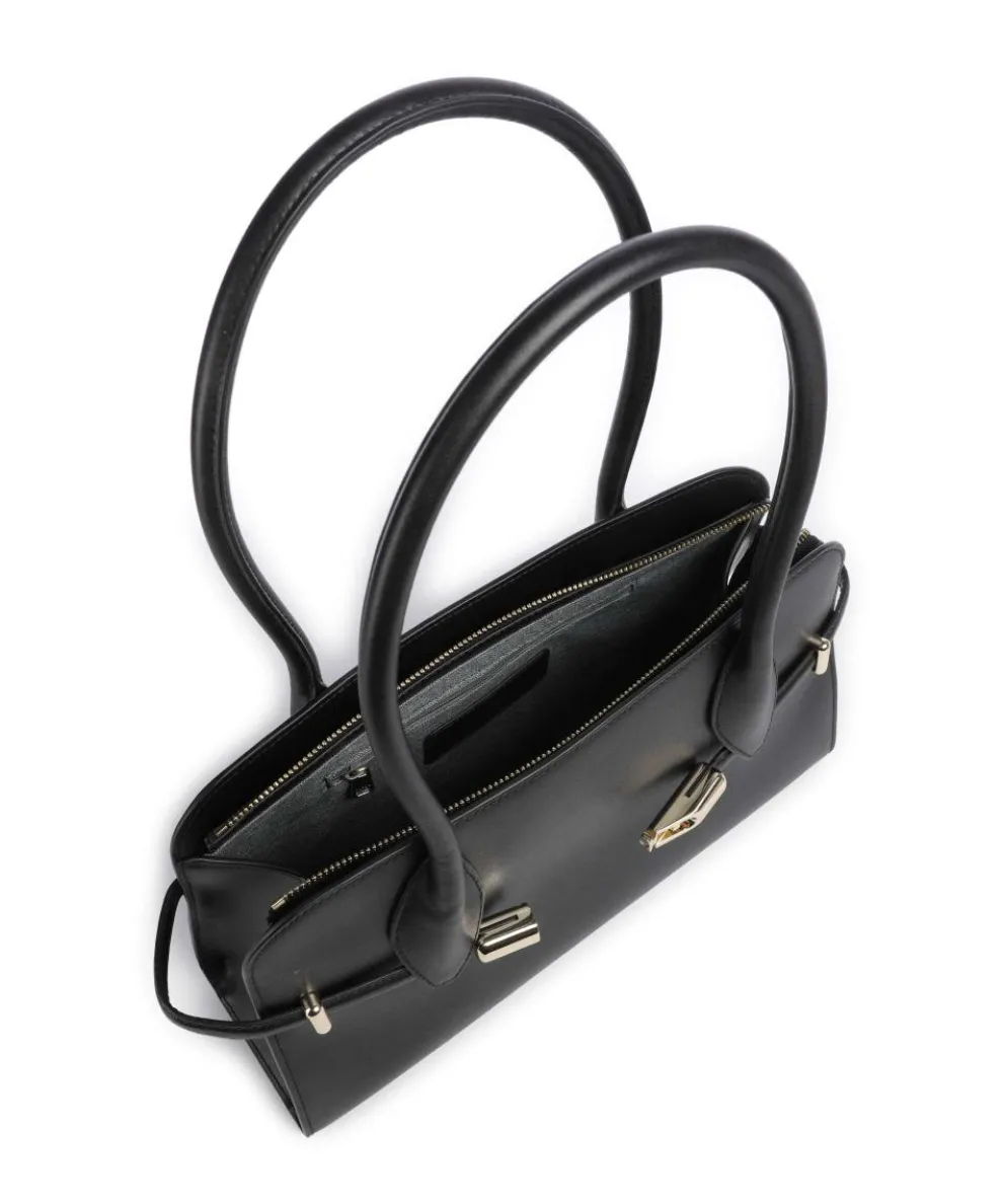 Goccia M Schultertasche fein genarbtes Kalbsleder schwarz