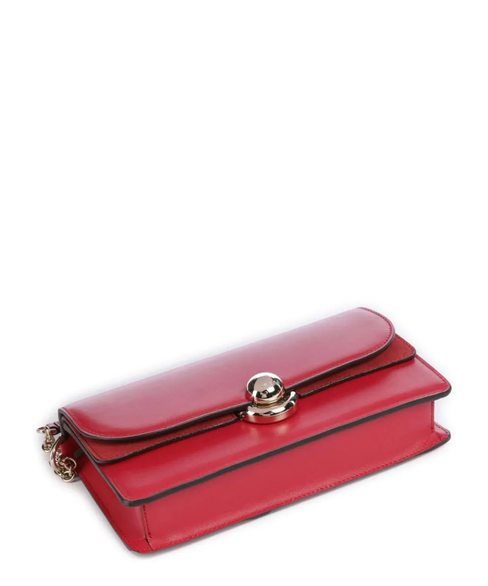 Sfera S Schultertasche fein genarbtes Leder, aufgerautes Leder rot
