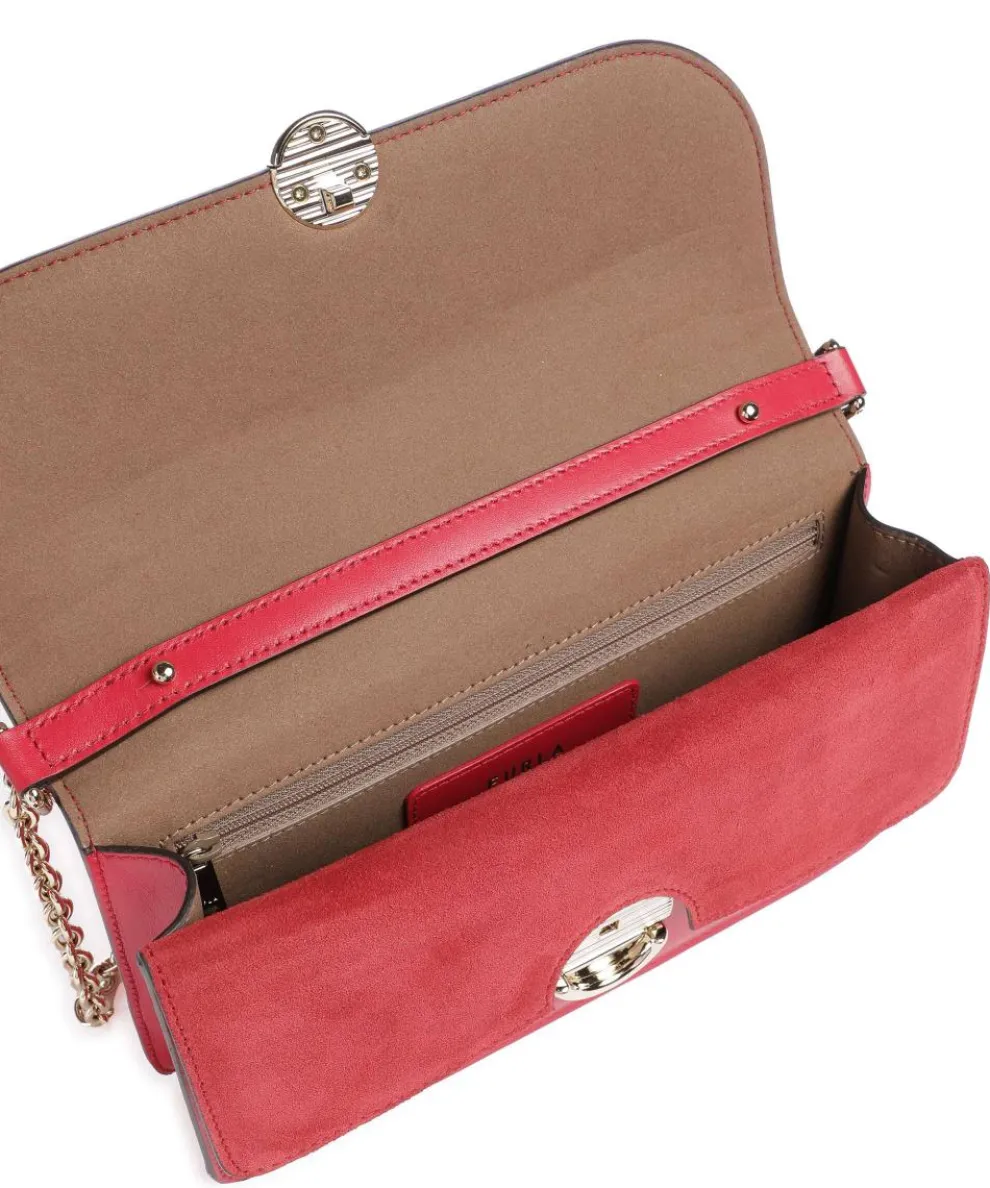 Sfera S Schultertasche fein genarbtes Leder, aufgerautes Leder rot