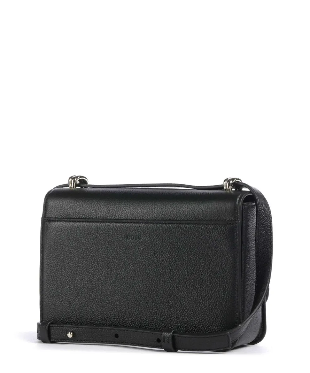 B Icon Schultertasche genarbtes Rindsleder schwarz