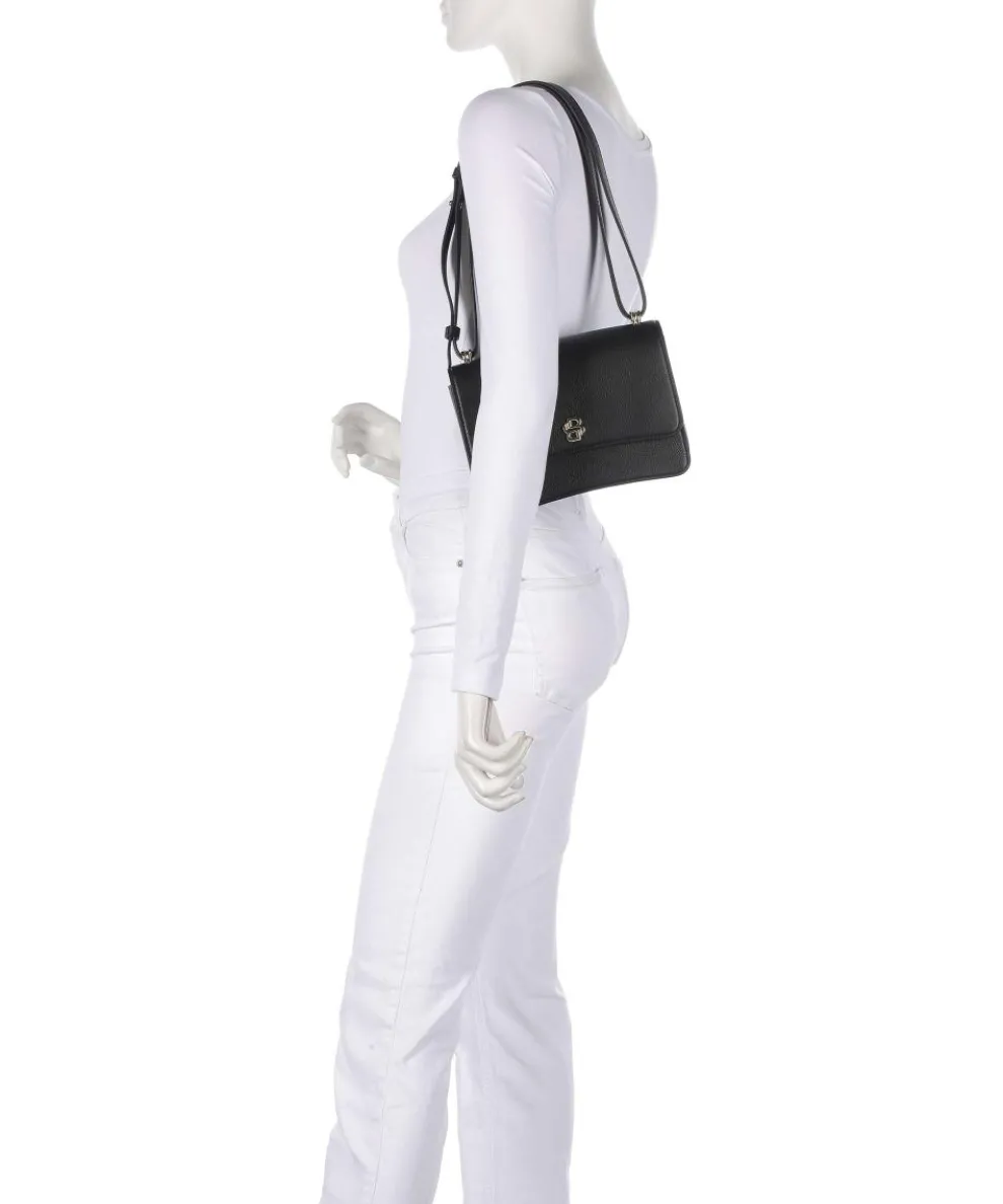 B Icon Schultertasche genarbtes Rindsleder schwarz