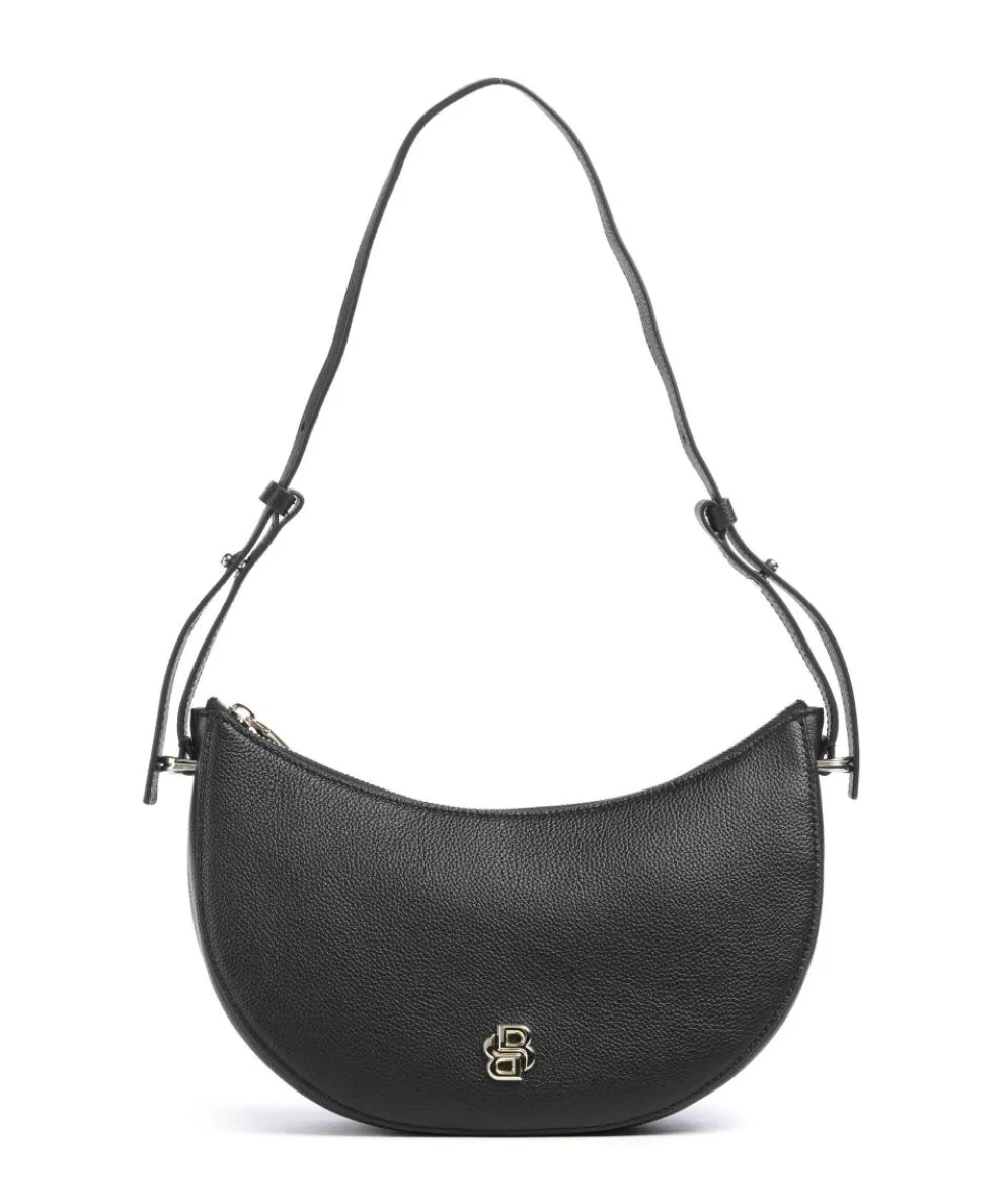 B Icon Schultertasche genarbtes Rindsleder schwarz