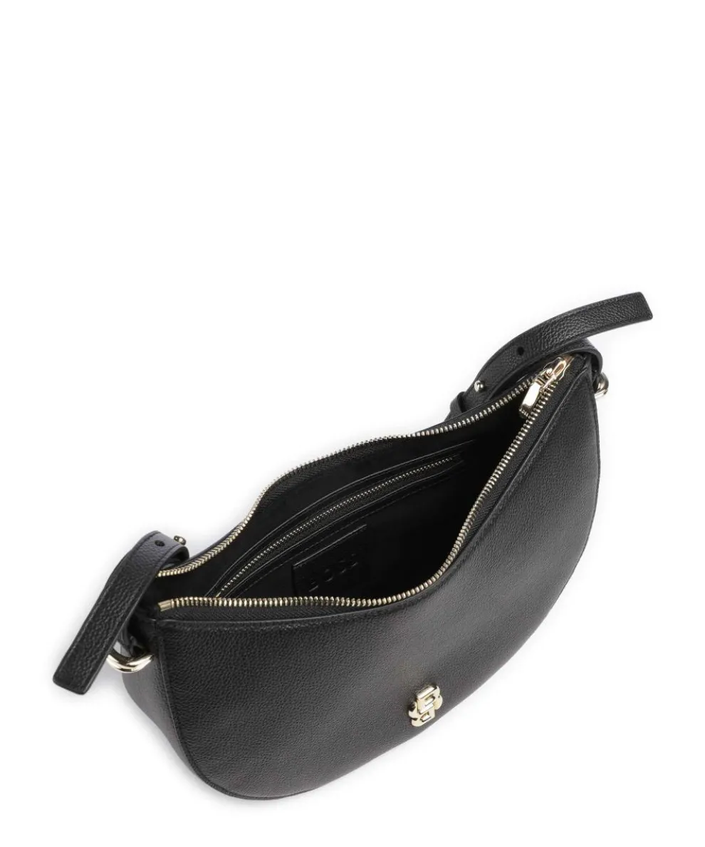 B Icon Schultertasche genarbtes Rindsleder schwarz