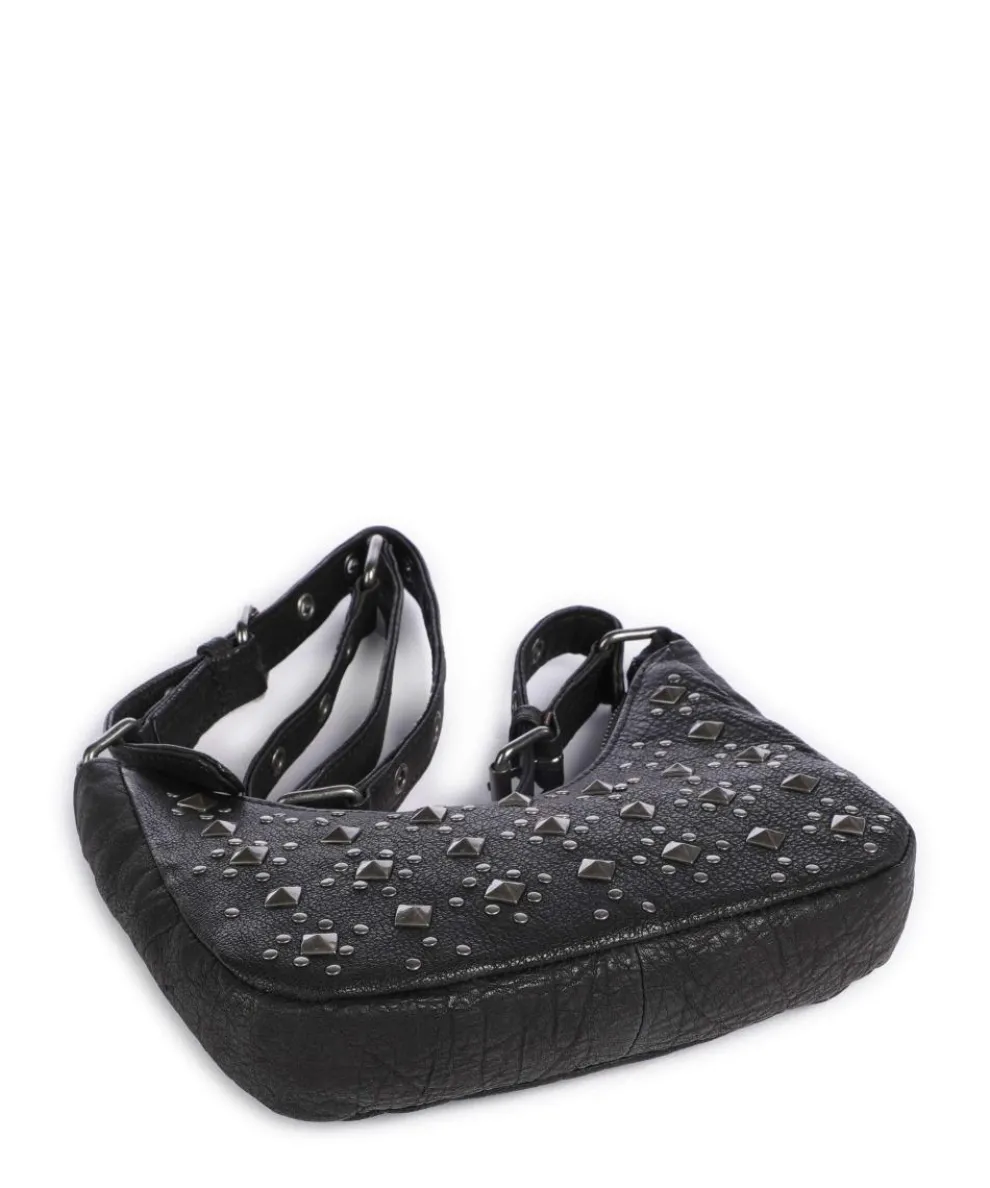 Rock Palma Umhängetasche genarbtes Leder schwarz