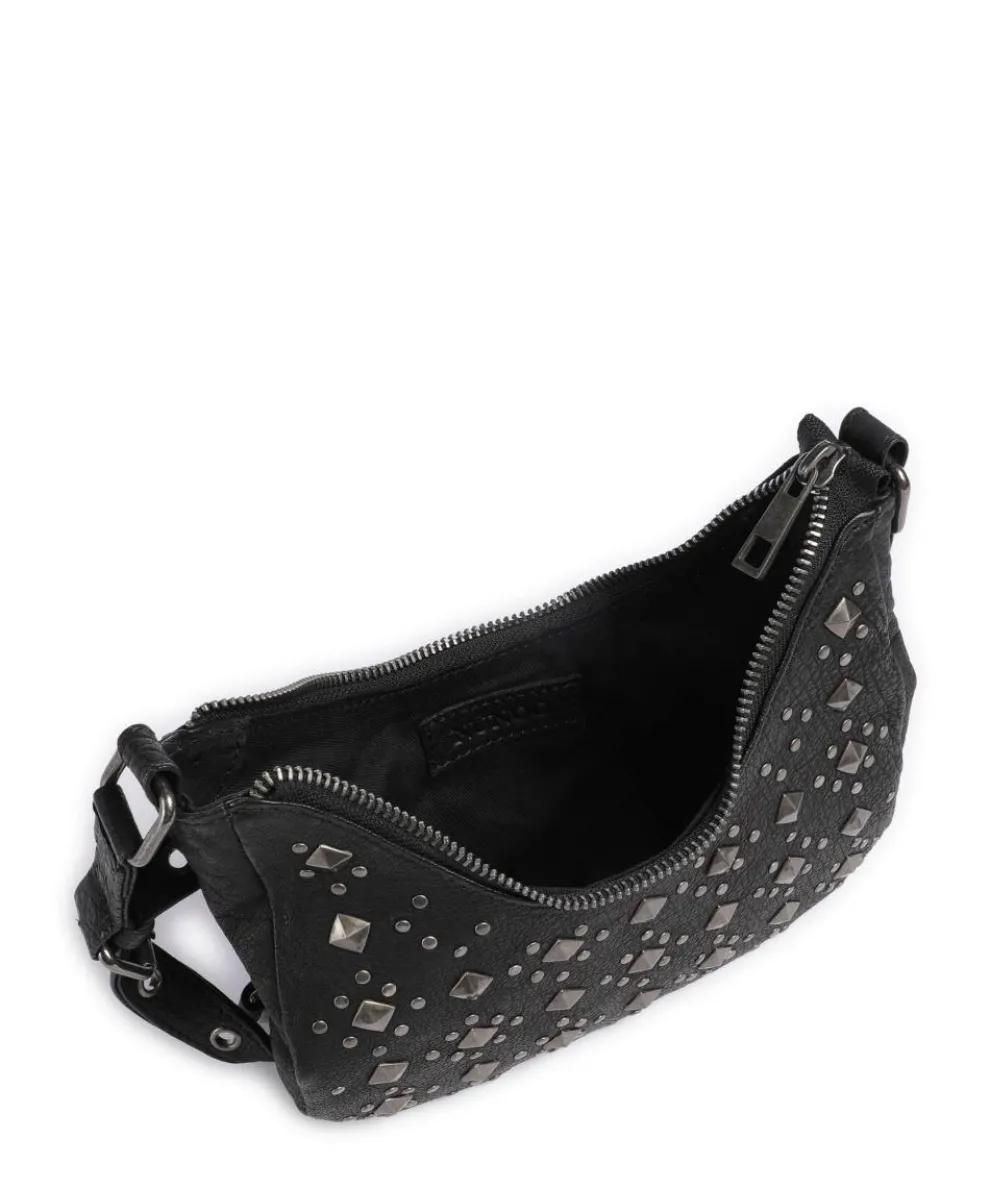 Rock Palma Umhängetasche genarbtes Leder schwarz