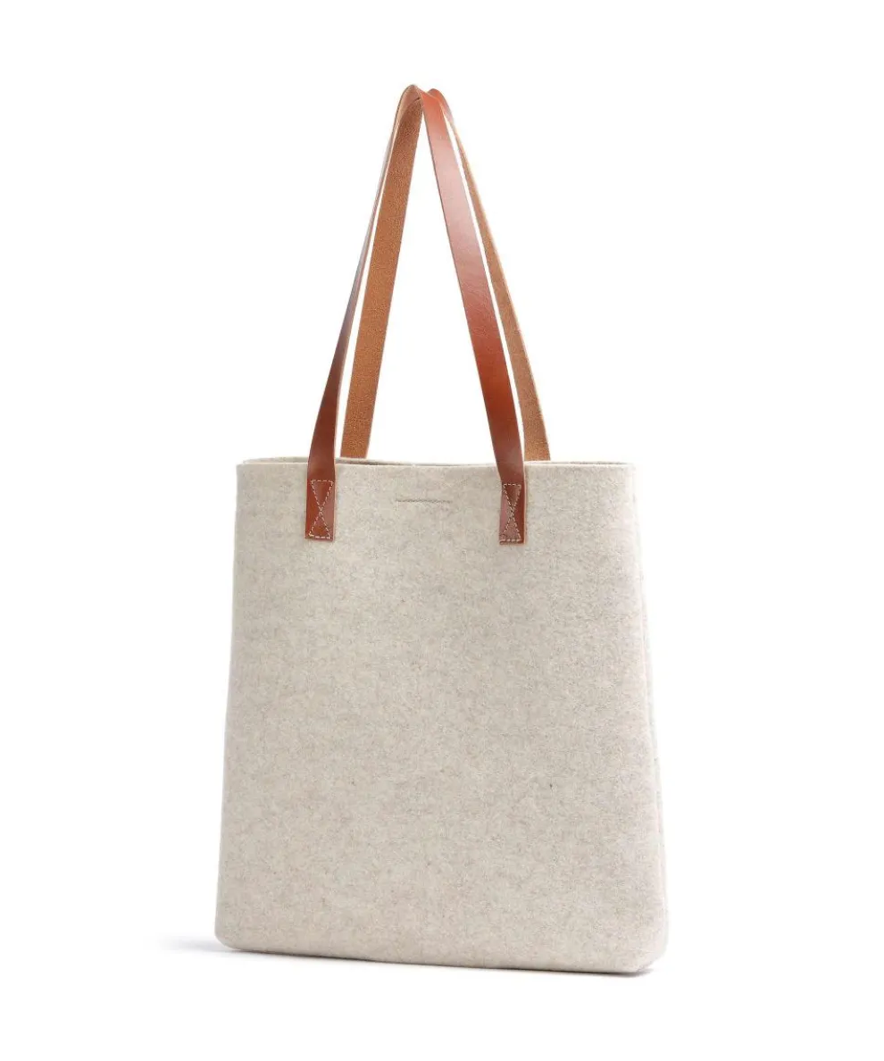 Babette Shopper fein genarbtes Leder, Textil beige/braun