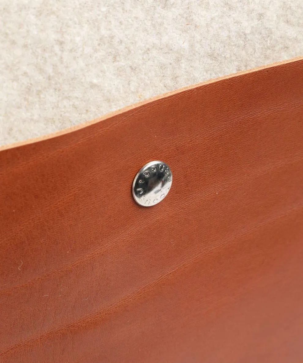 Babette Shopper fein genarbtes Leder, Textil beige/braun