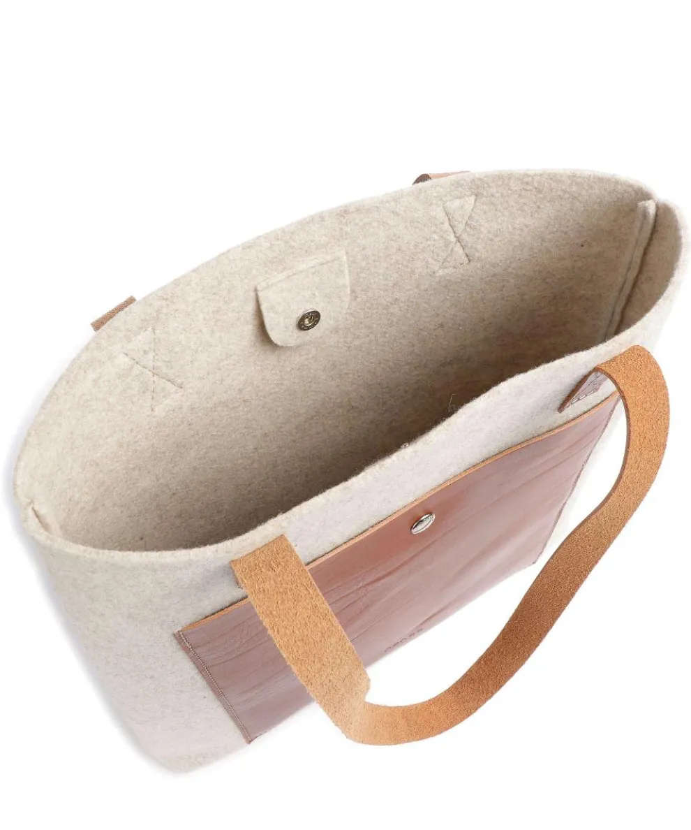 Babette Shopper fein genarbtes Leder, Textil beige/braun