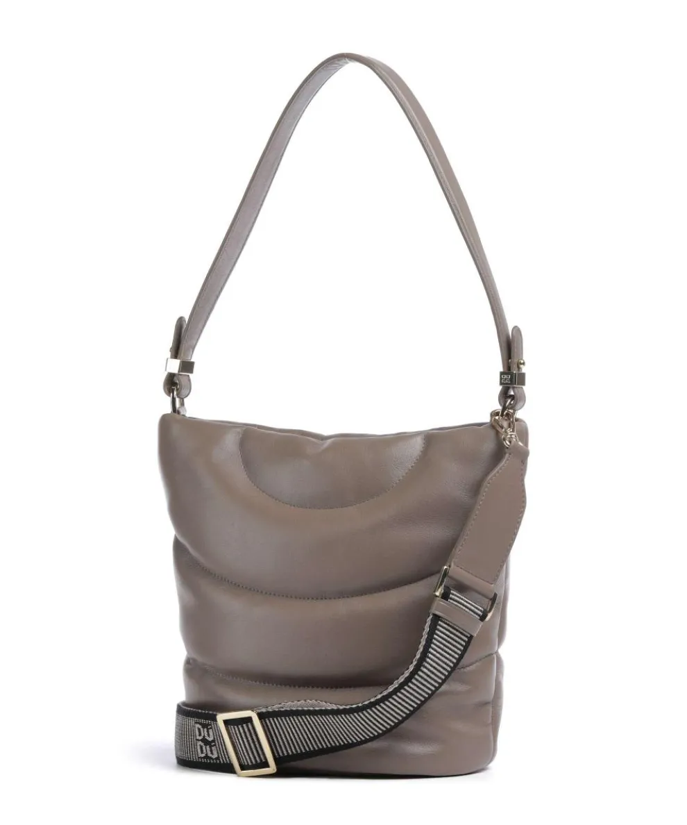 Barbara M. Bucket bag fein genarbtes Leder taupe