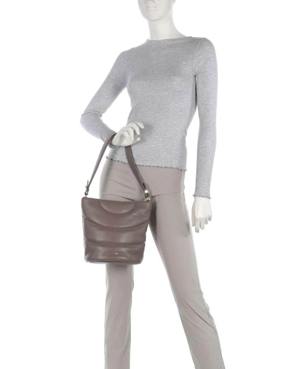 Barbara M. Bucket bag fein genarbtes Leder taupe