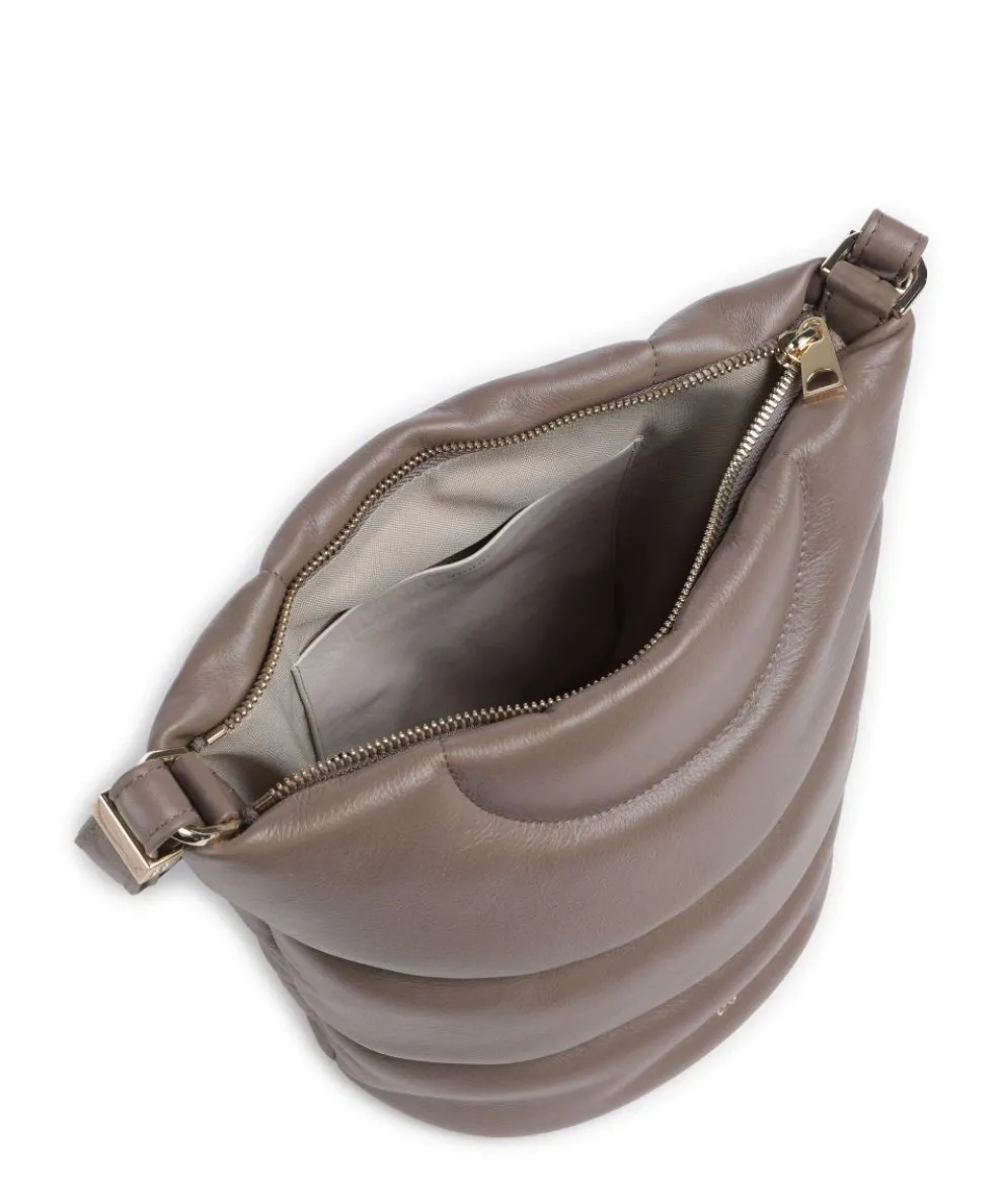 Barbara M. Bucket bag fein genarbtes Leder taupe