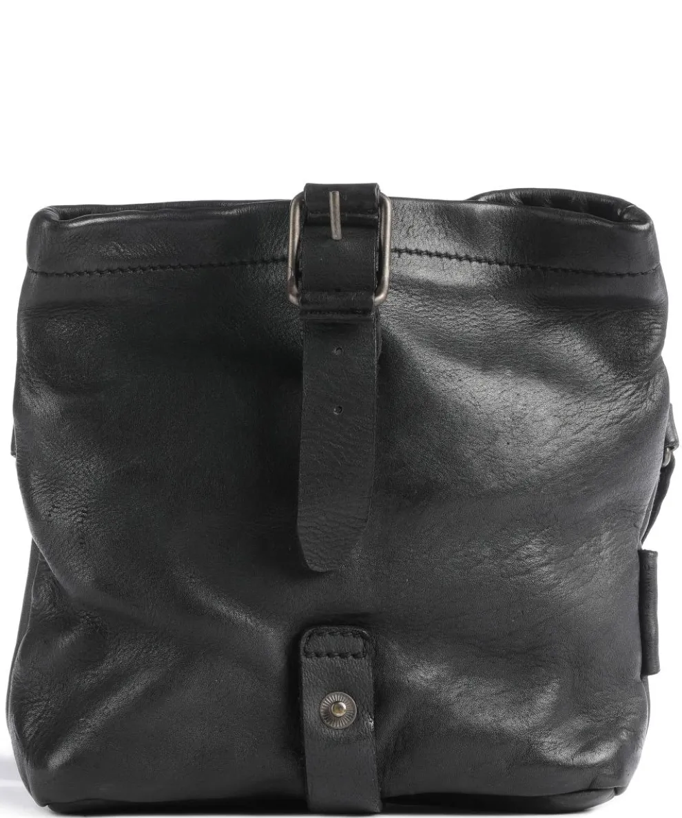 Barbershop Stubble Umhängetasche genarbtes Leder schwarz