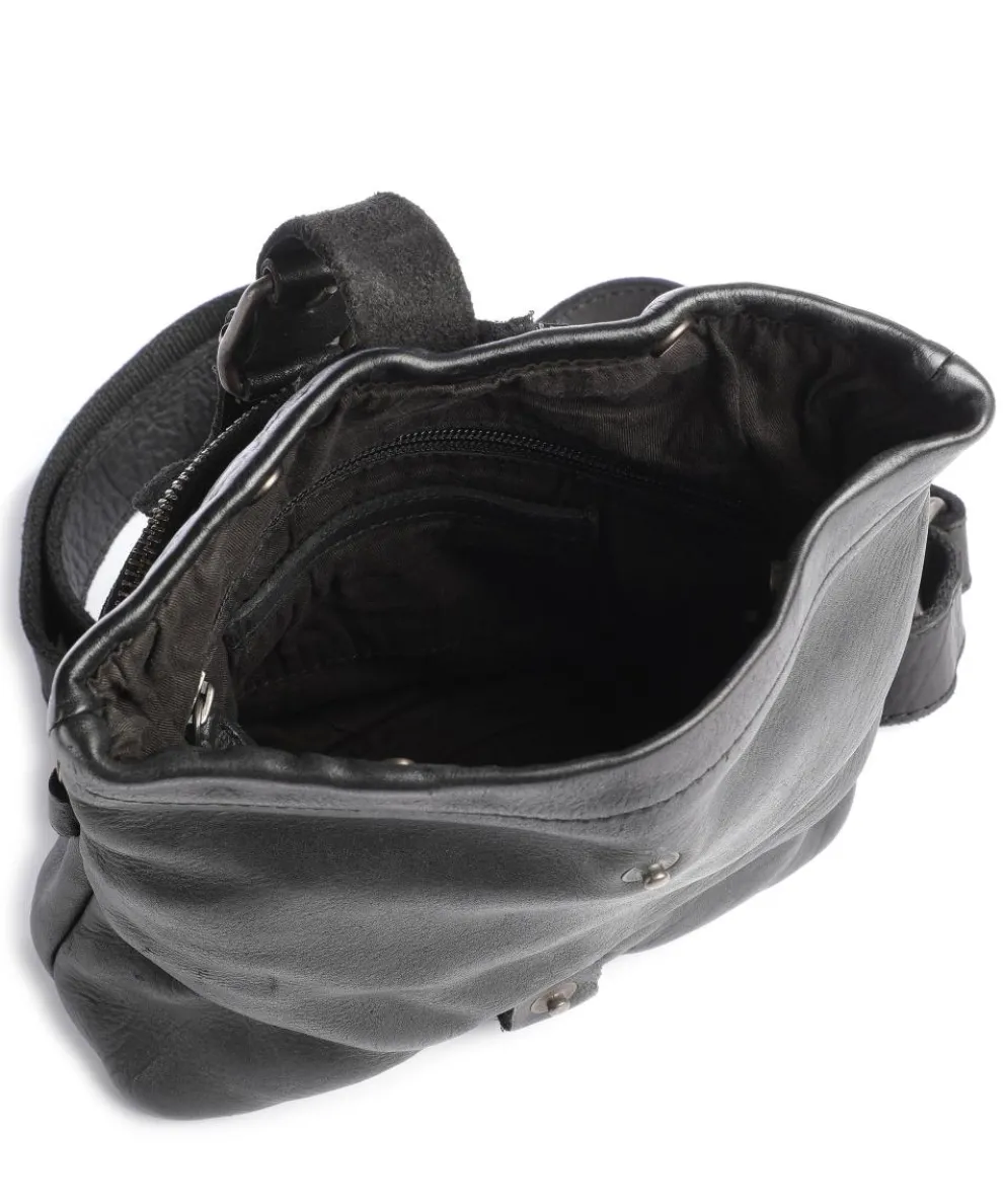 Barbershop Stubble Umhängetasche genarbtes Leder schwarz