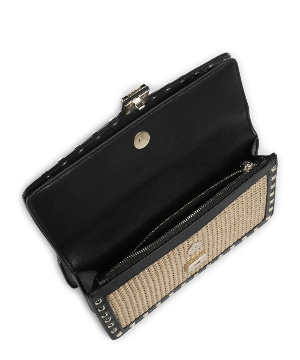 BCAVET Schultertasche Papier, Lederimitat beige/schwarz