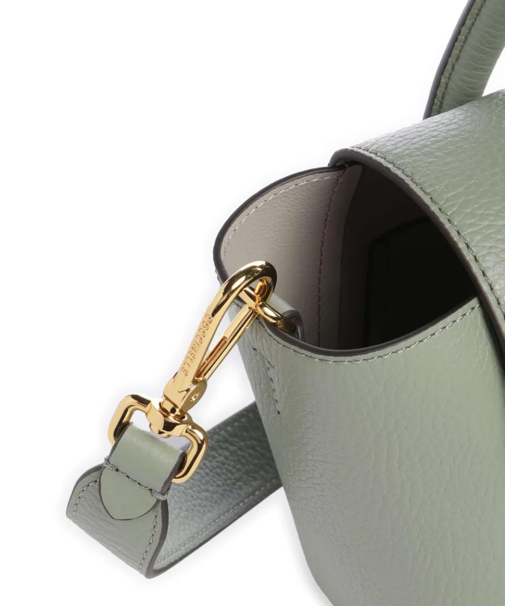 Beat Double Handtasche genarbtes Rindsleder graugrün