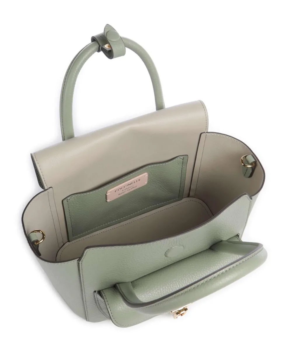 Beat Double Handtasche genarbtes Rindsleder graugrün