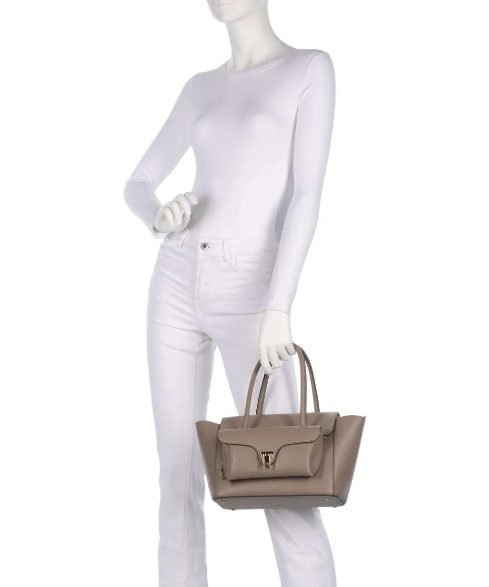 Beat Double Handtasche genarbtes Rindsleder taupe