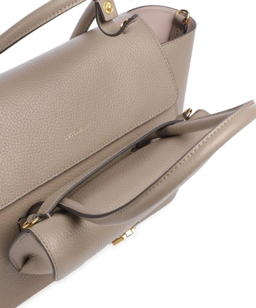 Beat Double Handtasche genarbtes Rindsleder taupe