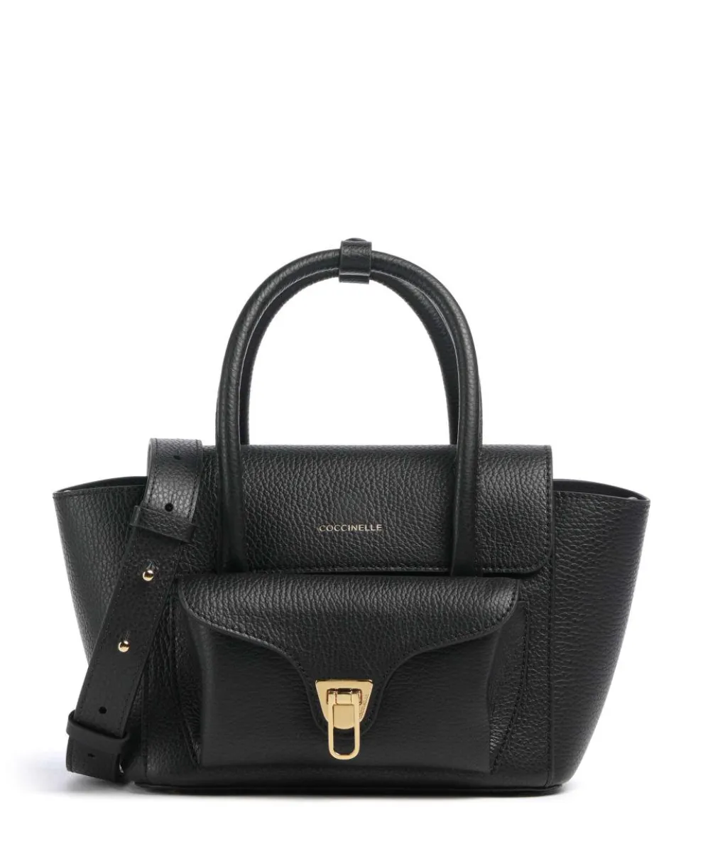 Beat Double Handtasche genarbtes Rindsleder schwarz