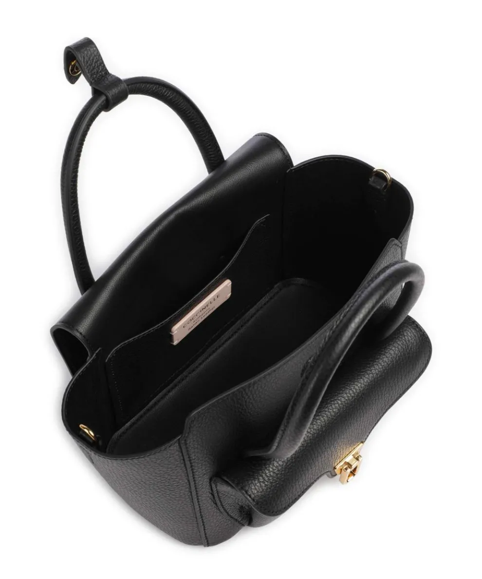 Beat Double Handtasche genarbtes Rindsleder schwarz