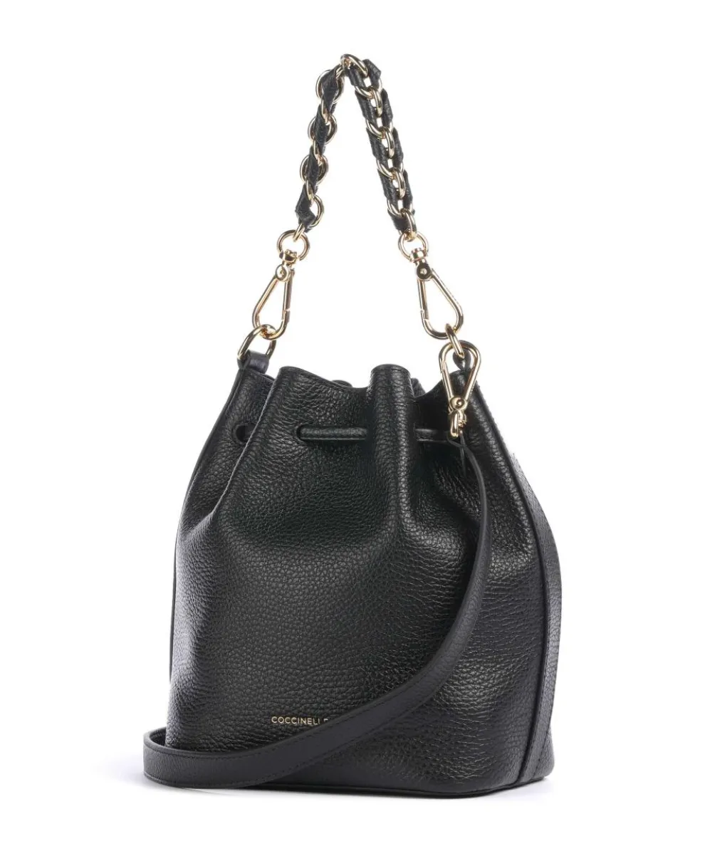 Beat Generation Bucket bag genarbtes Rindsleder schwarz