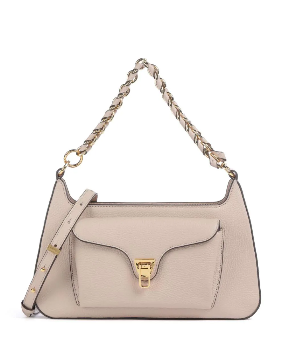 Beat Schultertasche genarbtes Rindsleder beige