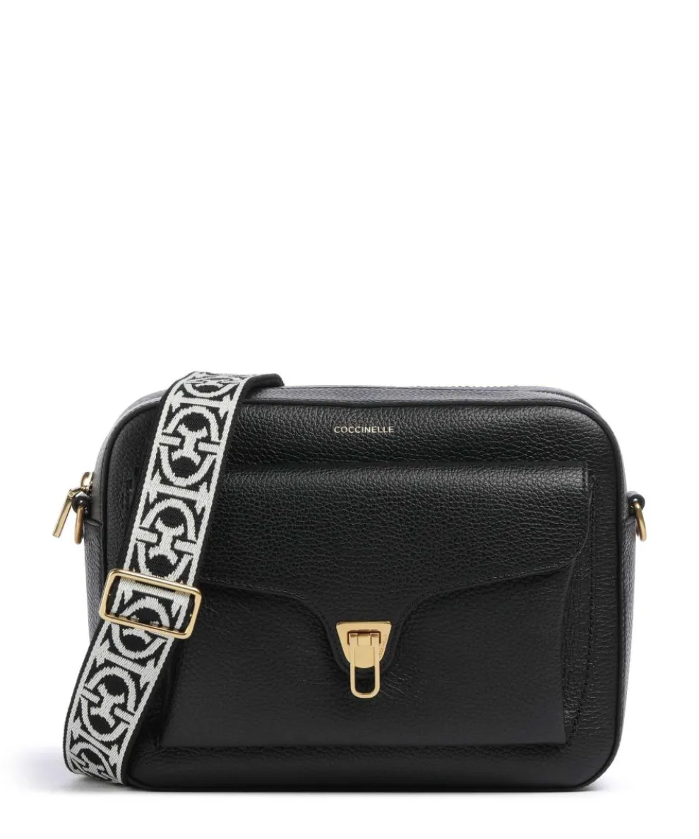 Beat Soft Ribbon Umhängetasche genarbtes Leder schwarz