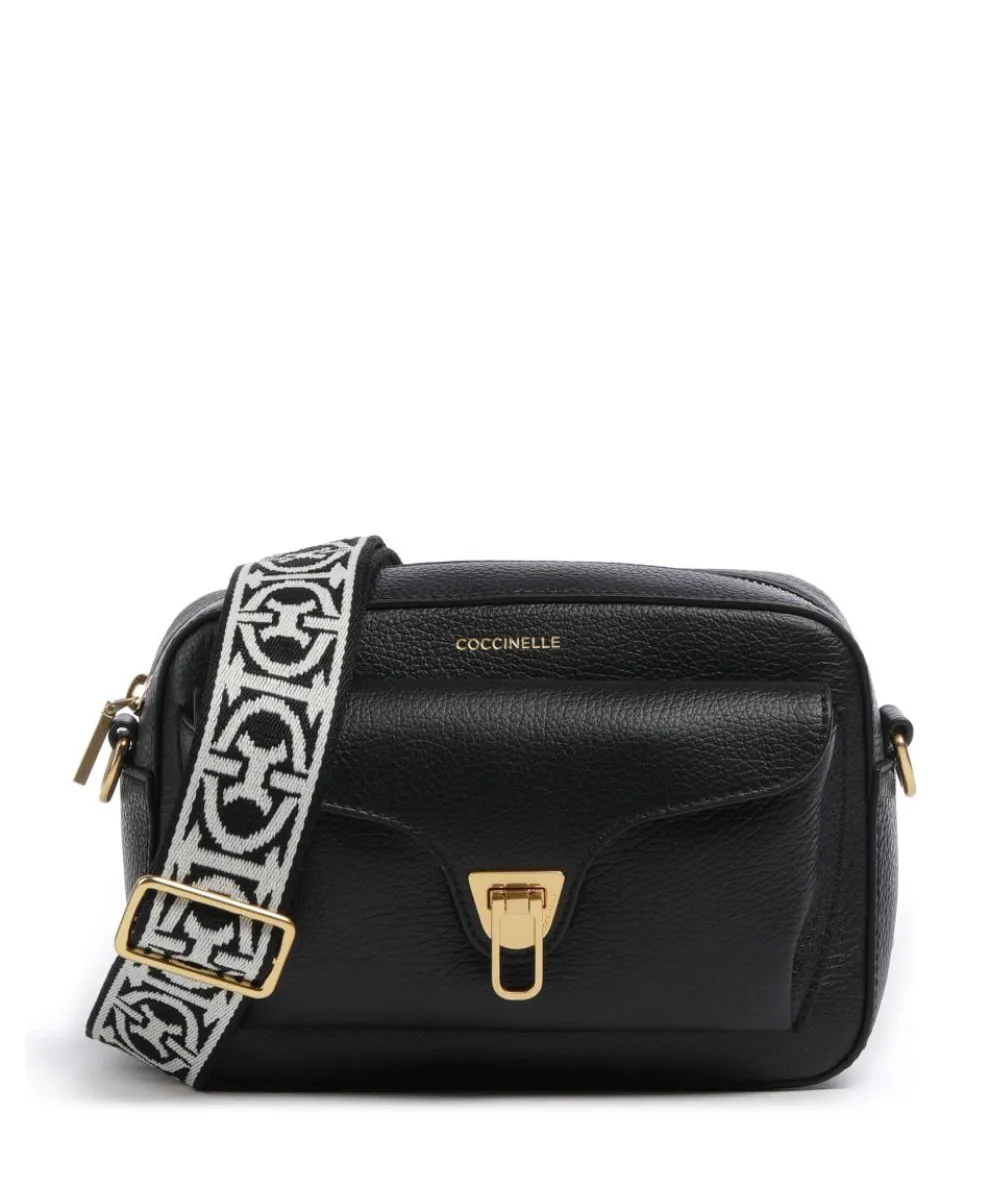 Beat Soft Ribbon Umhängetasche genarbtes Leder schwarz