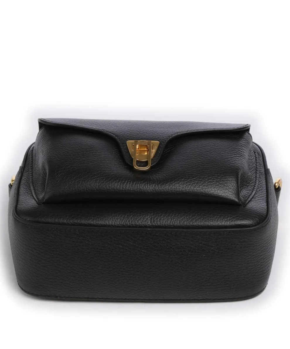 Beat Soft Ribbon Umhängetasche genarbtes Leder schwarz