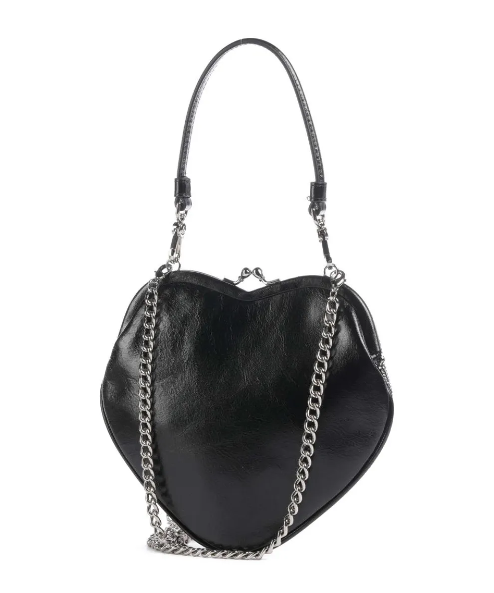 Belle Heart Frame Diamante Umhängetasche fein genarbtes Kalbsleder schwarz
