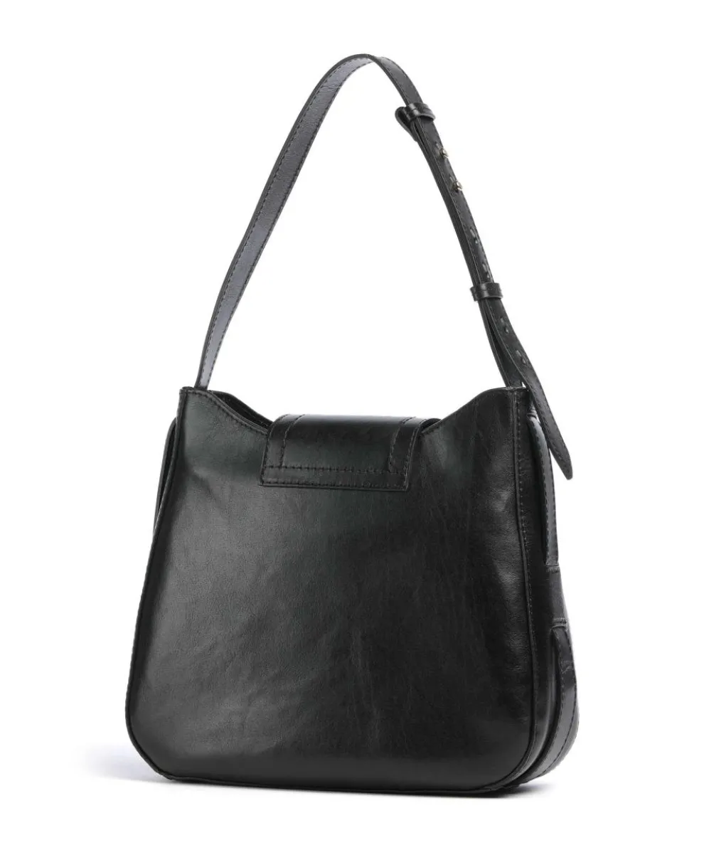 Benedetta Schultertasche fein genarbtes Rindsleder schwarz