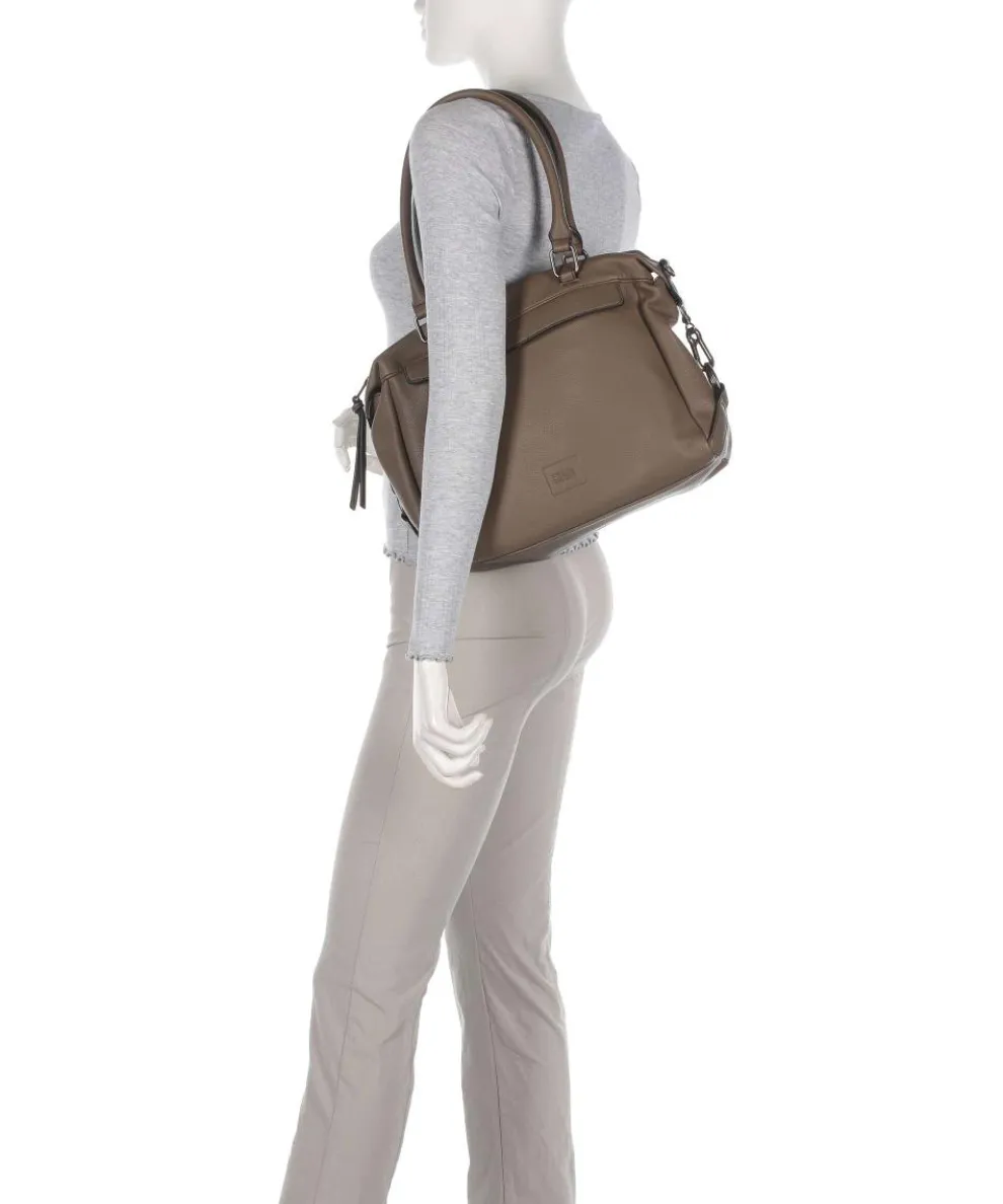 Bestie Schultertasche recyceltes Leder, Polyurethane braun