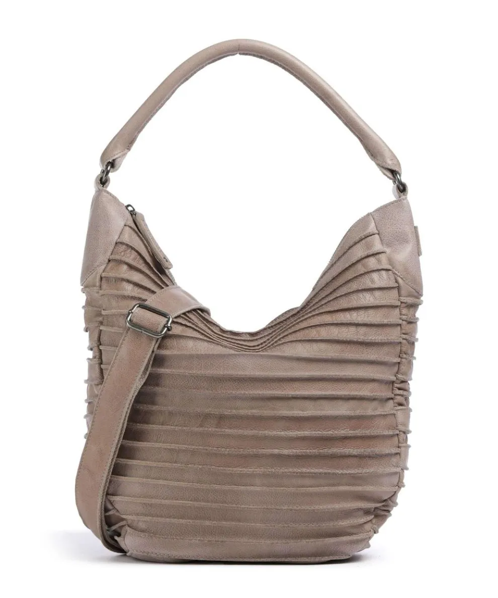 Bestseller Beuteltasche genarbtes Leder taupe