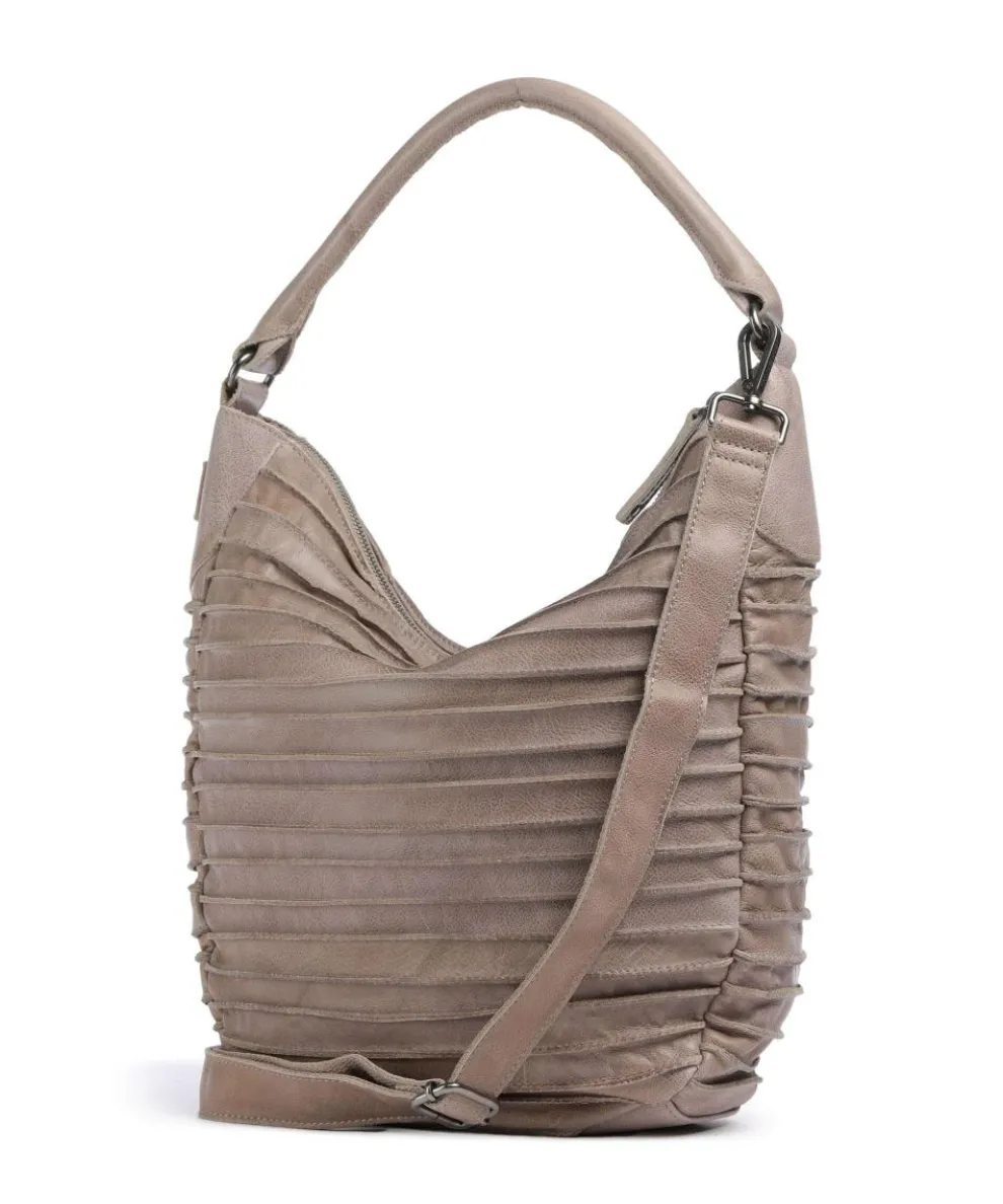 Bestseller Beuteltasche genarbtes Leder taupe