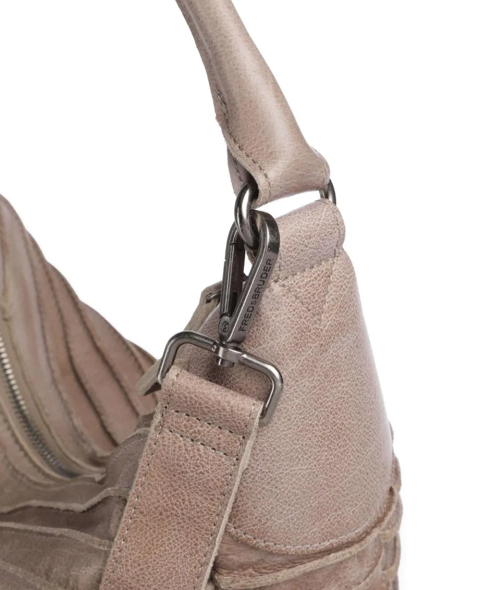 Bestseller Beuteltasche genarbtes Leder taupe