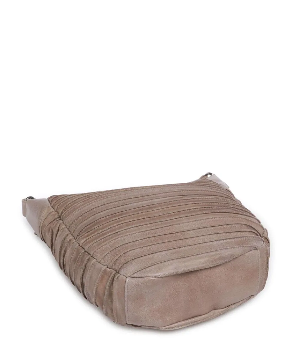 Bestseller Beuteltasche genarbtes Leder taupe