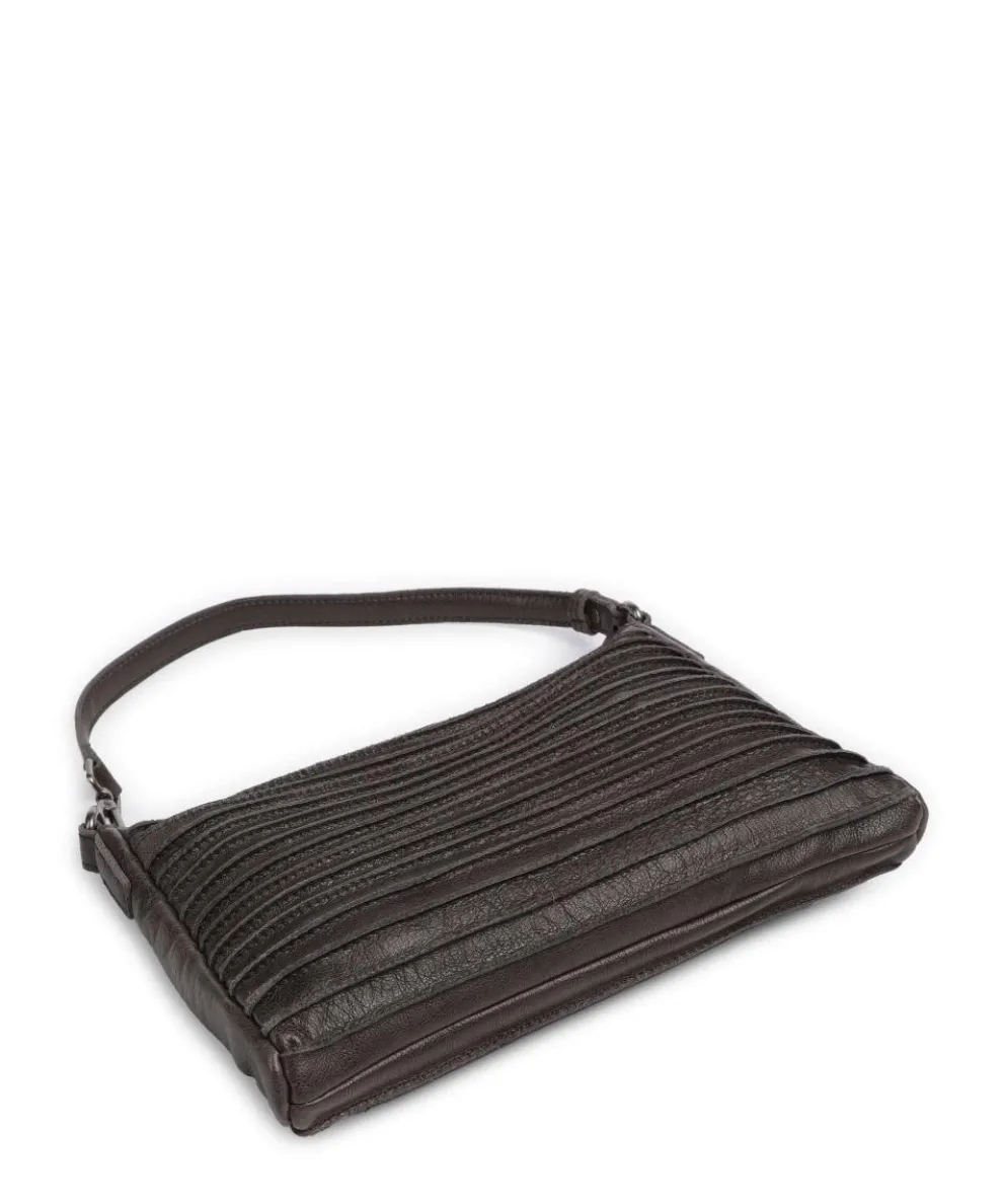 Bestseller Riffel Umhängetasche genarbtes Leder dunkelbraun