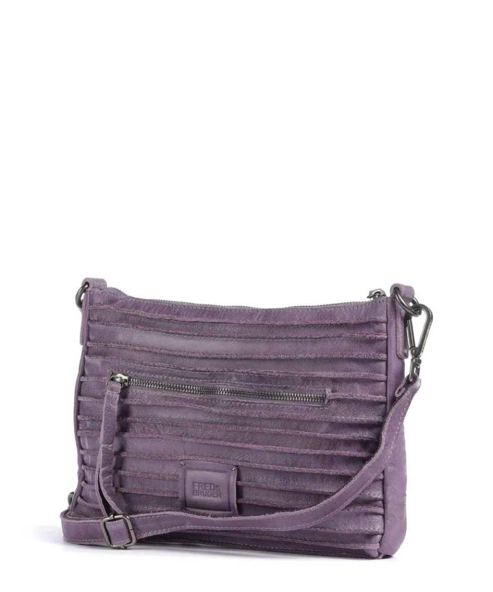 Bestseller Riffel Umhängetasche genarbtes Leder lavendel