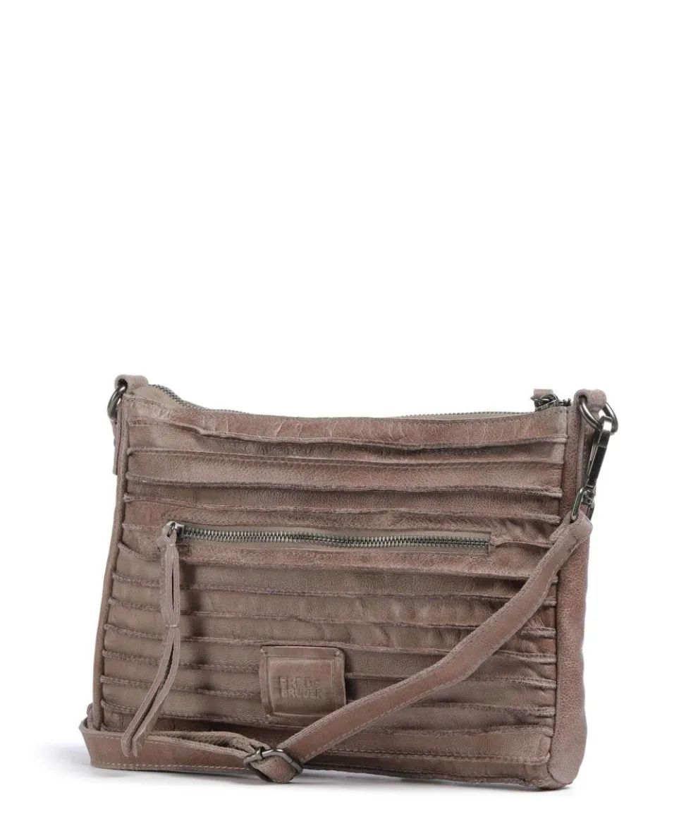Bestseller Riffel Umhängetasche genarbtes Leder taupe