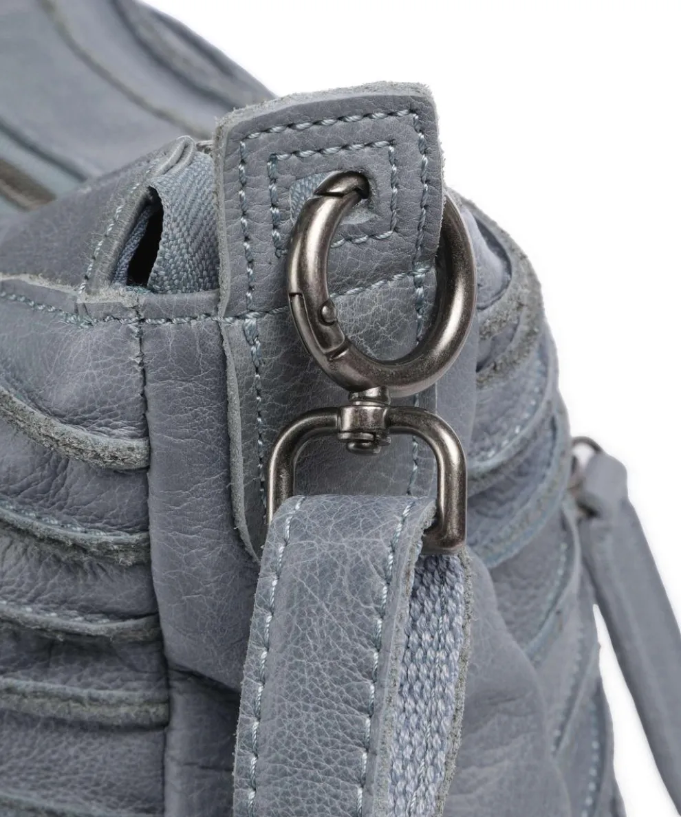 Bestseller Umhängetasche genarbtes Leder blaugrau