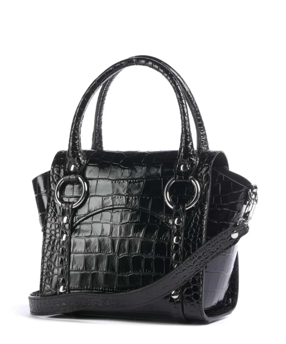 Betty Embossed Croc Small Handtasche geprägtes Kalbsleder schwarz