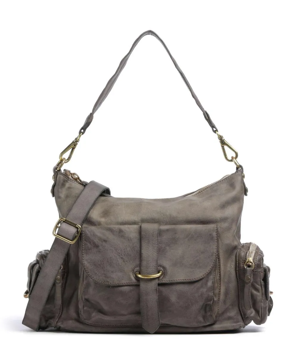 Beuteltasche genarbtes Rindsleder grau