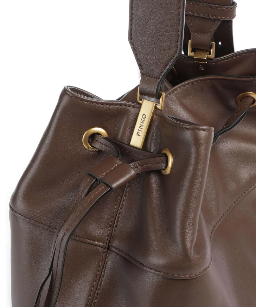 Secchiello Classic Bucket bag fein genarbtes Kalbsleder dunkelbraun