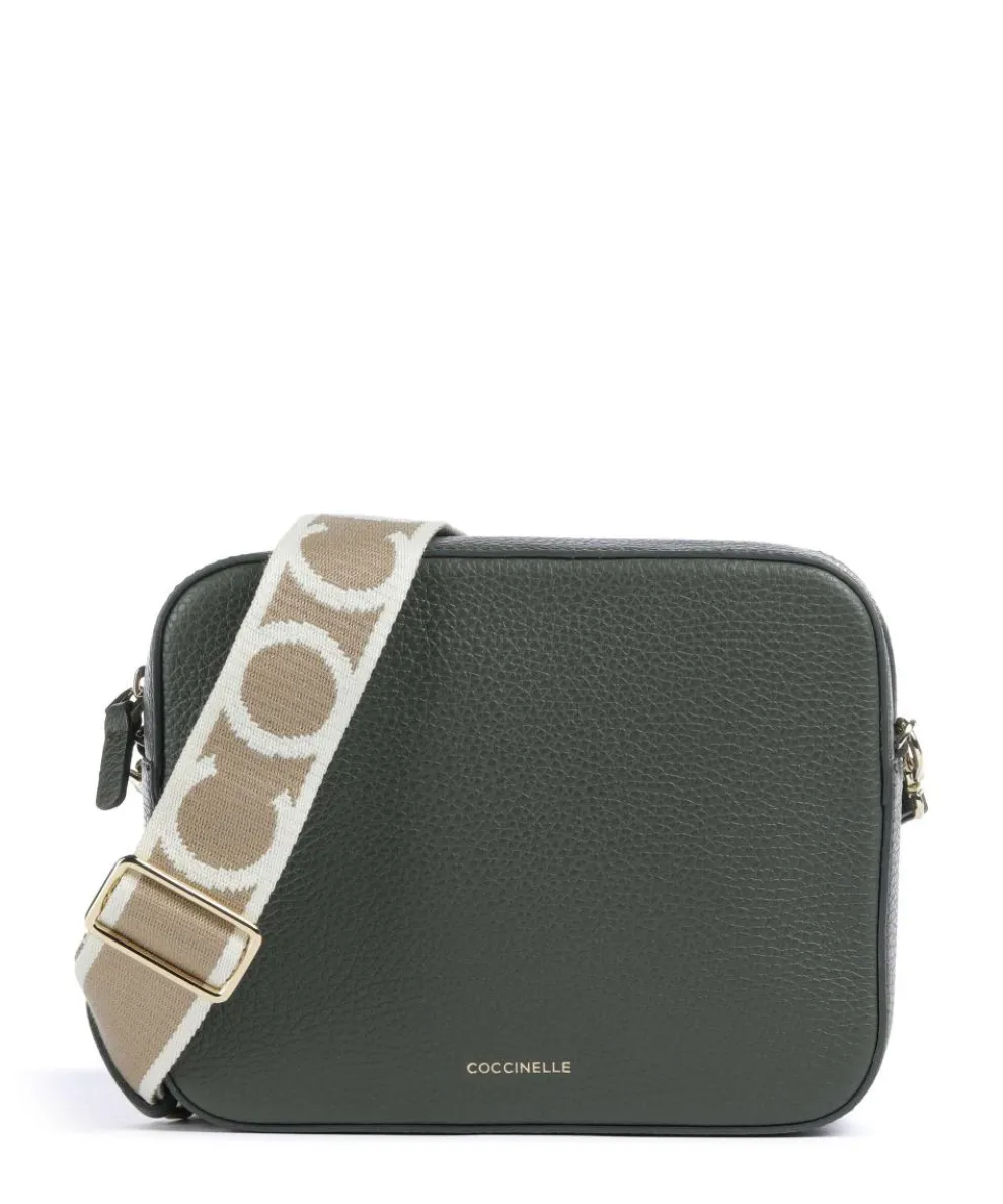 Tebe Umhängetasche genarbtes Leder dunkelgrün