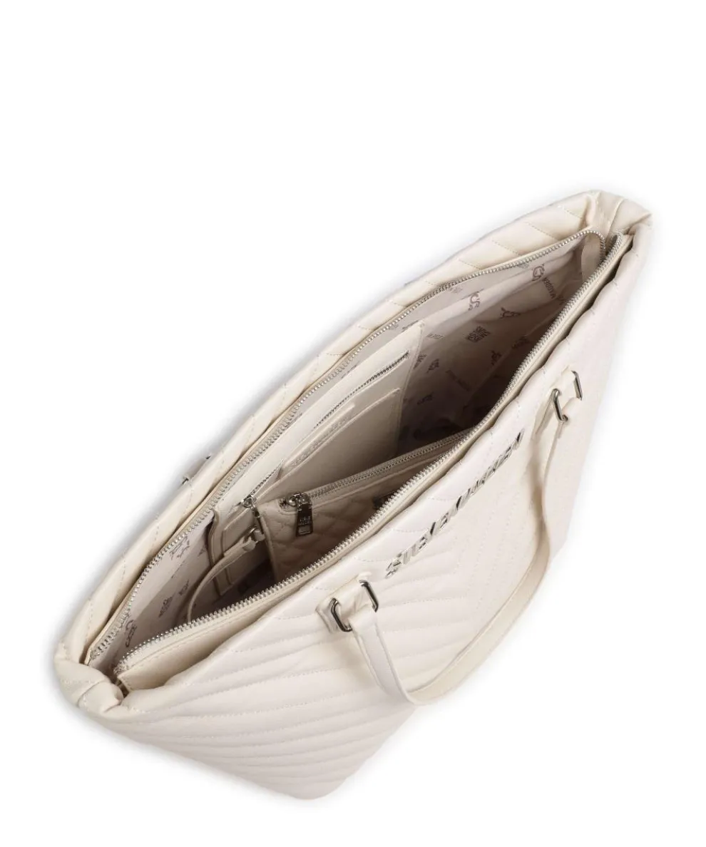 BJUDE Shopper Lederimitat elfenbein