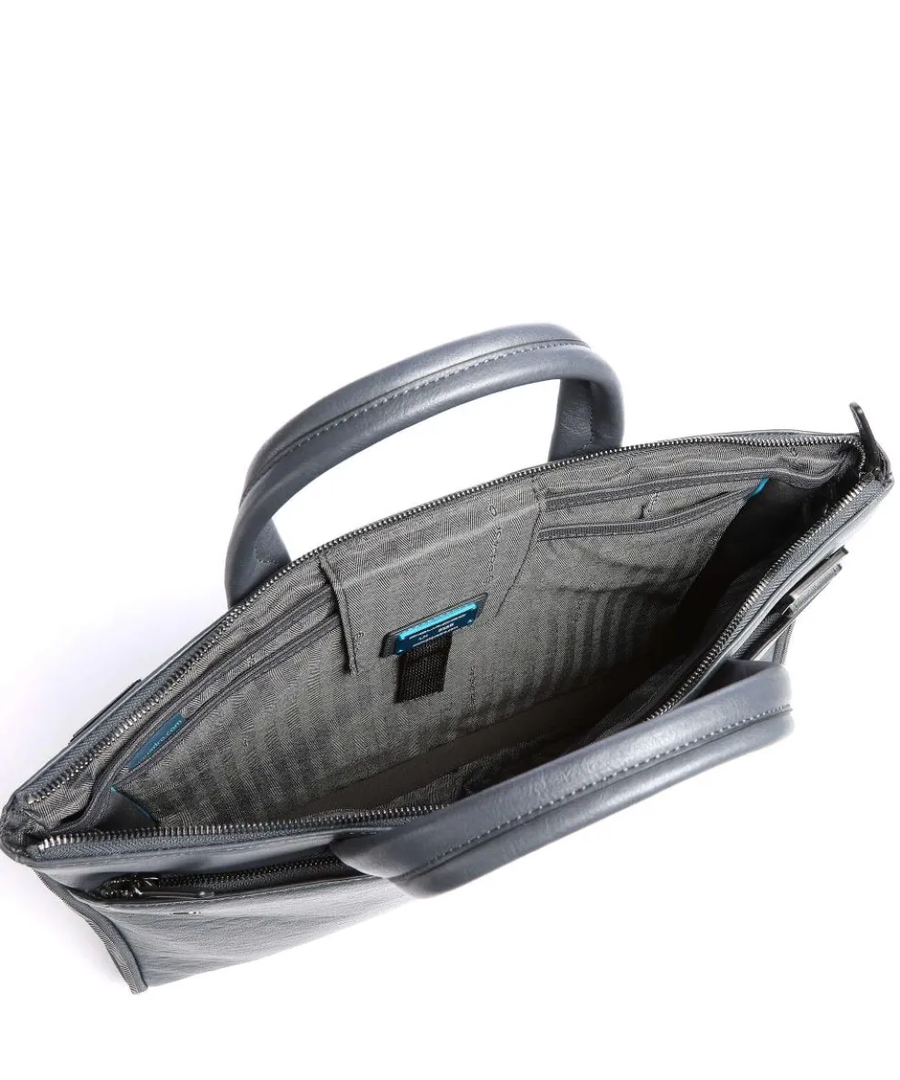 Black Square Aktentasche 15″ fein genarbtes Leder blaugrau
