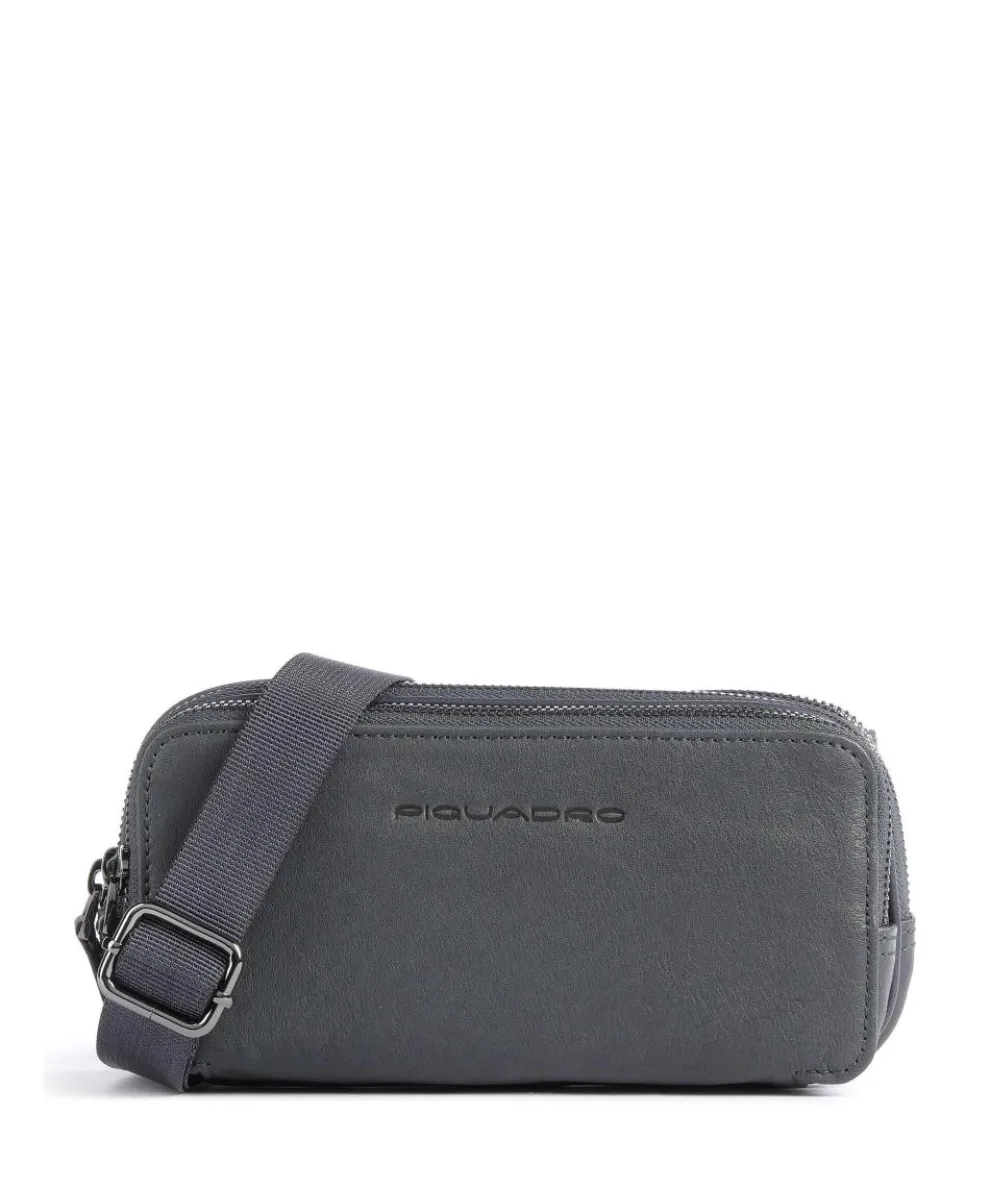 Black Square Handgelenktasche Leder, fein genarbtes Leder dunkelblau