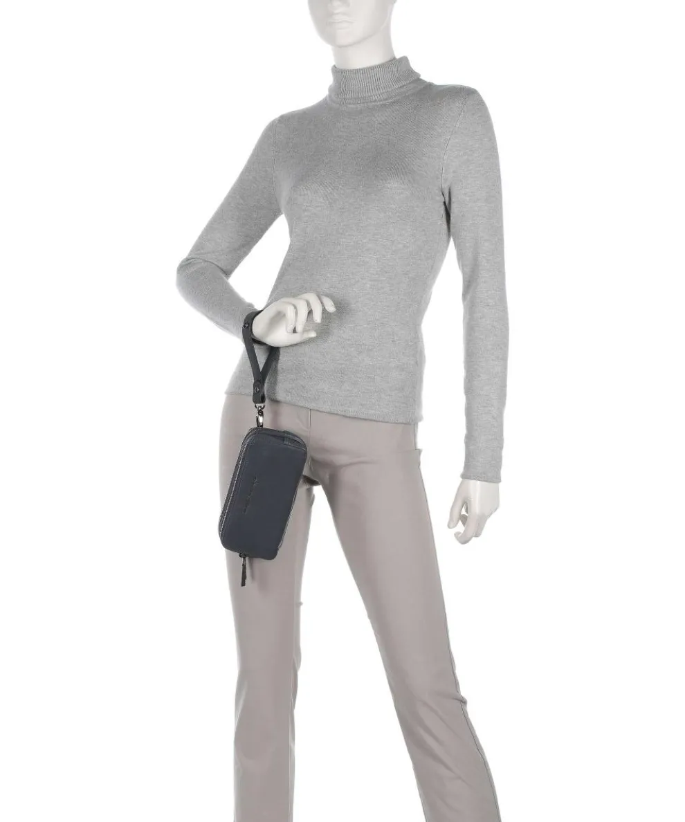 Black Square Handgelenktasche Leder, fein genarbtes Leder dunkelblau