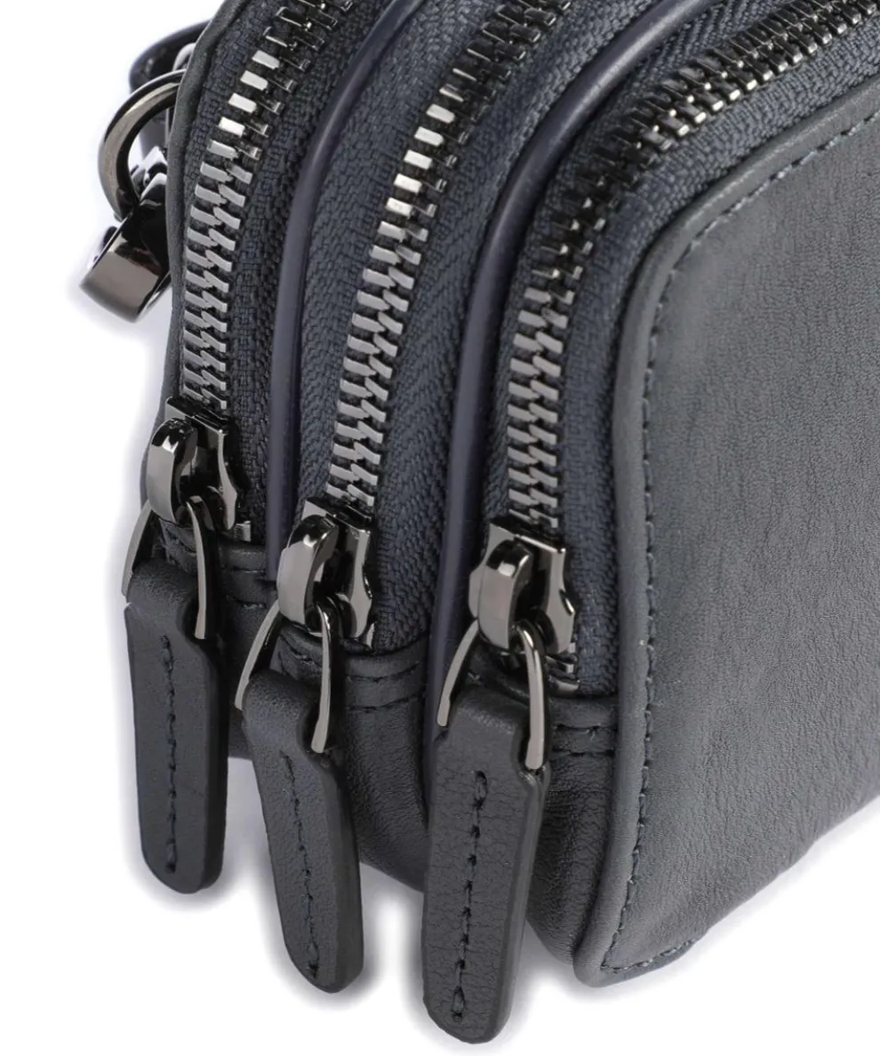 Black Square Handgelenktasche Leder, fein genarbtes Leder dunkelblau